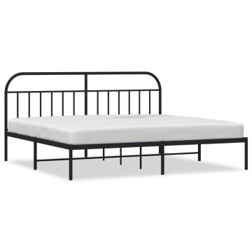 Metal Bed Frame with Headboard Black 200x200 cm - HipoMarket