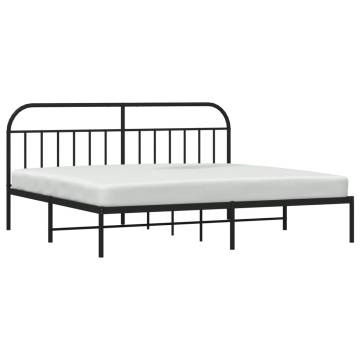 Metal Bed Frame with Headboard Black 200x200 cm - HipoMarket