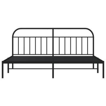 Metal Bed Frame with Headboard Black 200x200 cm - HipoMarket