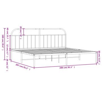 Metal Bed Frame with Headboard Black 200x200 cm - HipoMarket