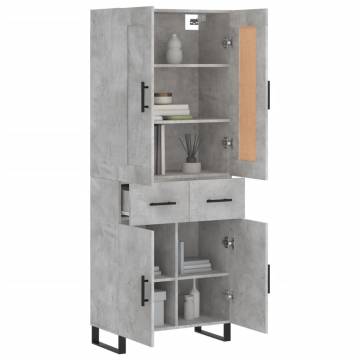 Stylish Highboard Concrete Grey - 69.5x34x180 cm