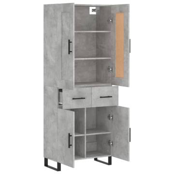 Stylish Highboard Concrete Grey - 69.5x34x180 cm