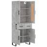 Stylish Highboard Concrete Grey - 69.5x34x180 cm