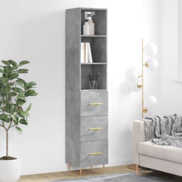 Highboard Concrete Grey - Stylish Engineered Wood Storage