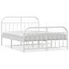 Elegant White Metal Bed Frame with Headboard 160x200 cm