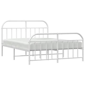 Elegant White Metal Bed Frame with Headboard 160x200 cm