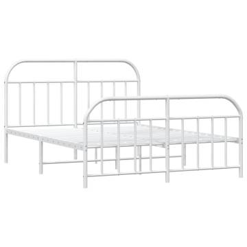 Elegant White Metal Bed Frame with Headboard 160x200 cm