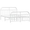 Elegant White Metal Bed Frame with Headboard 160x200 cm