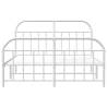 Elegant White Metal Bed Frame with Headboard 160x200 cm