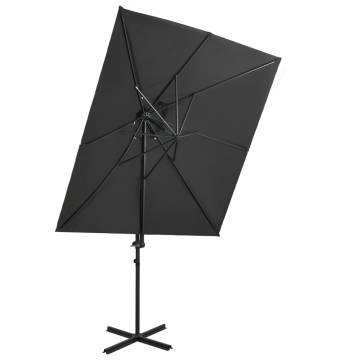 Cantilever Umbrella with Double Top Anthracite 250x250 cm