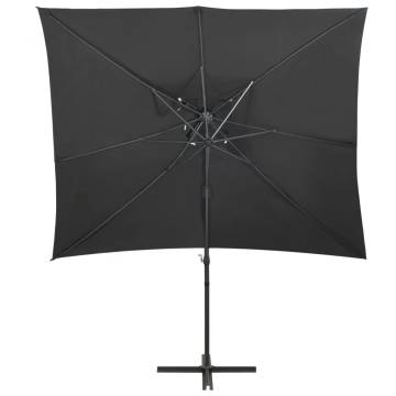 Cantilever Umbrella with Double Top Anthracite 250x250 cm