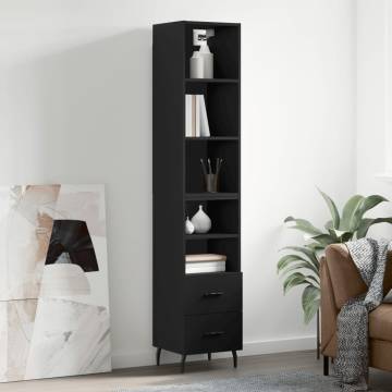 Stylish Highboard Black 34.5x34x180 cm - Engineered Wood