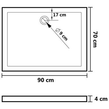 Shower Base Tray with Dots White 90x70x4 cm - Durable ABS