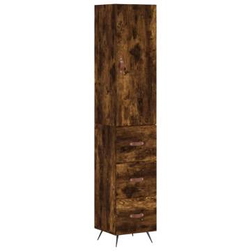 Elegant Highboard in Smoked Oak | 34.5x34x180 cm