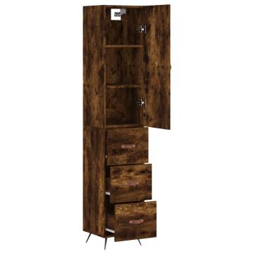 Elegant Highboard in Smoked Oak | 34.5x34x180 cm