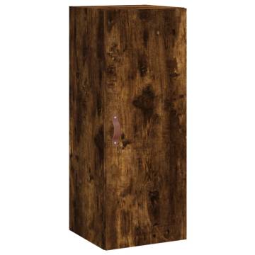 Elegant Highboard in Smoked Oak | 34.5x34x180 cm