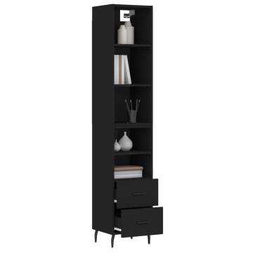 Stylish Highboard Black 34.5x34x180 cm - Engineered Wood