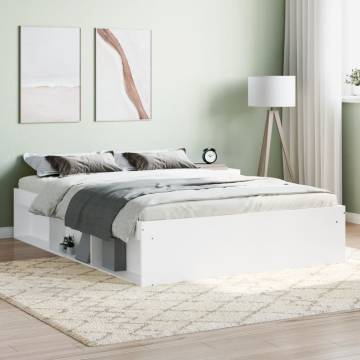 Modern White Bed Frame 135x190 cm Double - Durable & Stylish