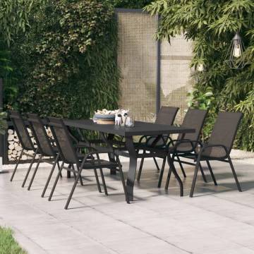 Garden Table Black 180x80cm - Stylish Steel & Glass Design