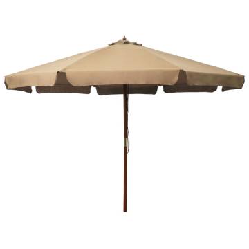 Outdoor Parasol with Wooden Pole 330 cm Taupe | Hipo Market