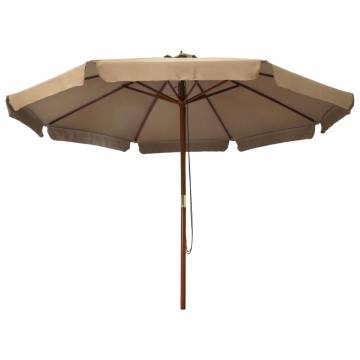 Outdoor Parasol with Wooden Pole 330 cm Taupe | Hipo Market