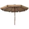 Outdoor Parasol with Wooden Pole 330 cm Taupe | Hipo Market