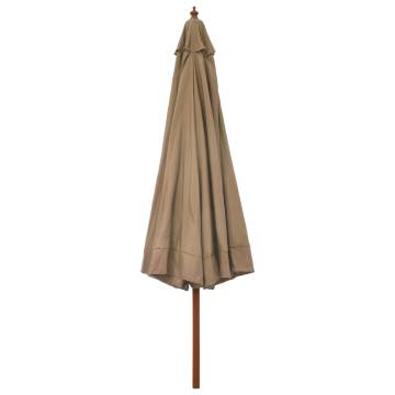 Outdoor Parasol with Wooden Pole 330 cm Taupe | Hipo Market