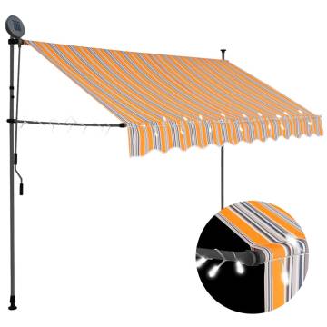 Manual Retractable Awning with LED - 300 cm Yellow & Blue