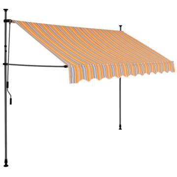 Manual Retractable Awning with LED - 300 cm Yellow & Blue