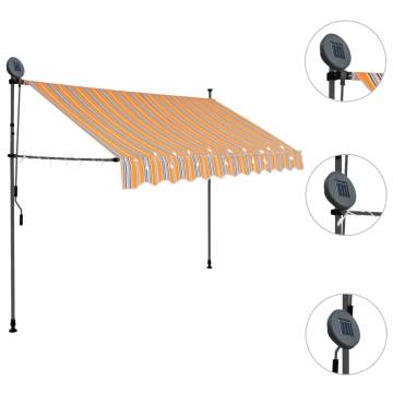 Manual Retractable Awning with LED - 300 cm Yellow & Blue