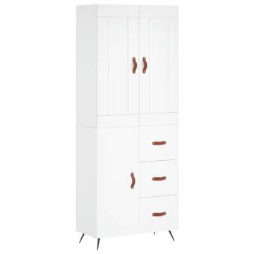 Stylish Highboard White 69.5x34x180 cm - Durable & Elegant