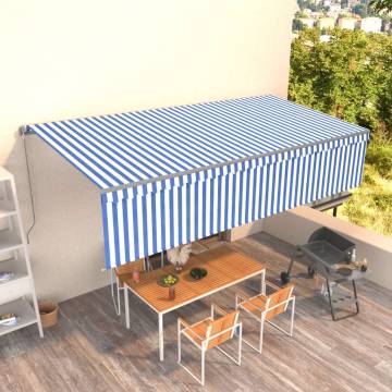 Manual Retractable Awning 6x3m Blue & White | HipoMarket