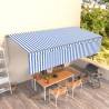 Manual Retractable Awning with Blind 6x3m Blue&White Colour blue and white Size 6 x 3 m Quantity in Package 1 