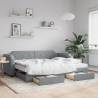 Daybed with Trundle and Drawers Light Grey 90x190 cm Fabric Colour light grey Model with trundle & drawer 