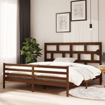 Honey Brown Solid Wood Pine Bed Frame 200x200 cm | HipoMarket