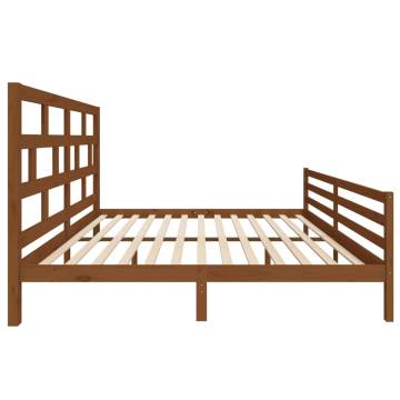 Honey Brown Solid Wood Pine Bed Frame 200x200 cm | HipoMarket