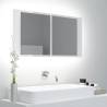 LED Bathroom Mirror Cabinet - High Gloss White 90x12x45 cm