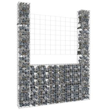 U-Shape Gabion Basket with 2 Posts - Durable Iron 140x20x200cm