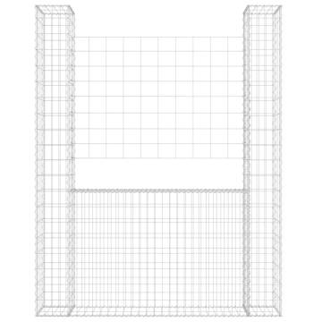 U-Shape Gabion Basket with 2 Posts - Durable Iron 140x20x200cm