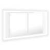 LED Bathroom Mirror Cabinet - High Gloss White 90x12x45 cm