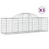 Arched Gabion Baskets - 3 pcs Galvanised Iron 200x50x60/80 cm