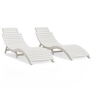 Sun Loungers 2 pcs White Solid Acacia Wood for Outdoor Relaxation