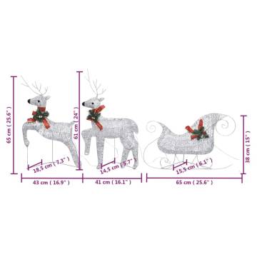 Reindeer & Sleigh Christmas Decoration - 140 LEDs Outdoor Silver