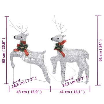 Reindeer & Sleigh Christmas Decoration - 140 LEDs Outdoor Silver