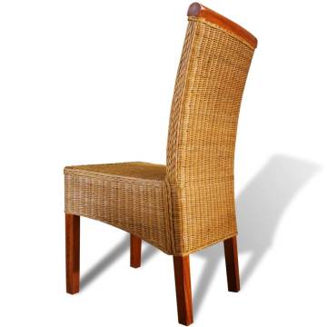 Stylish Dining Chairs Set - 4 Pcs Brown Natural Rattan