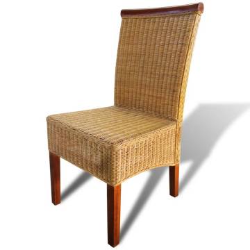 Stylish Dining Chairs Set - 4 Pcs Brown Natural Rattan