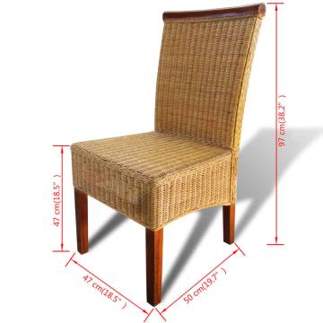 Stylish Dining Chairs Set - 4 Pcs Brown Natural Rattan