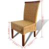 Stylish Dining Chairs Set - 4 Pcs Brown Natural Rattan