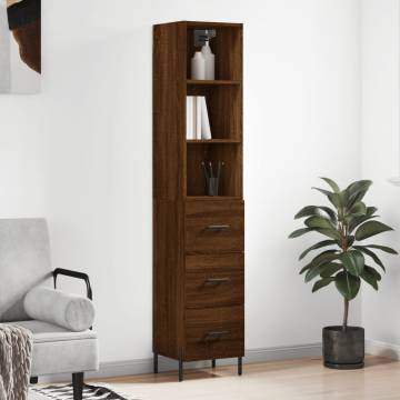 Highboard Brown Oak - Stylish Engineered Wood Storage Unit