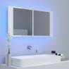 LED Bathroom Mirror Cabinet - High Gloss White 90x12x45 cm